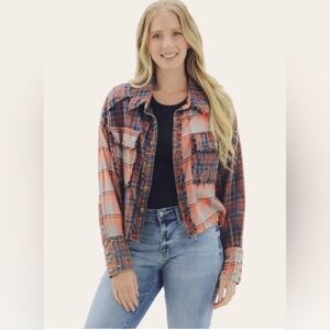 Oli & Hali Don't You Worry Plaid Studded Shacket
